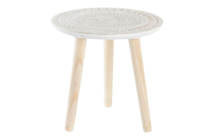 TABLE AUXILIAIRE MDF 30X30X31 DÉCAPAGE BLANC 