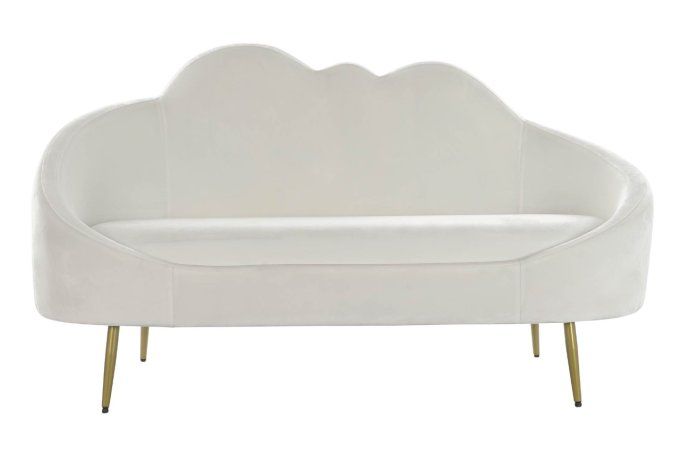 Canapé polyester et pieds métal or blanc 