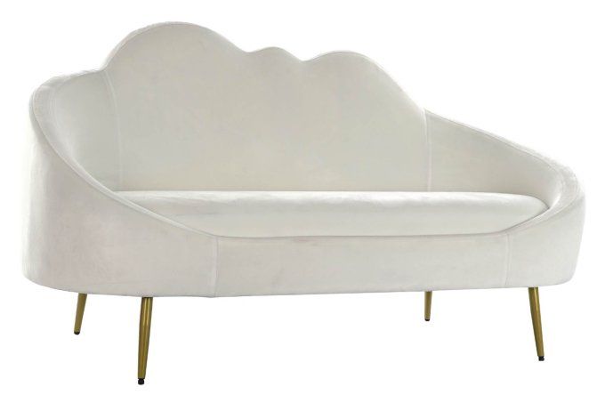 Canapé polyester et pieds métal or blanc 
