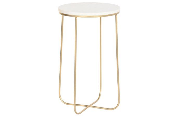 TABLE AUXILIAIRE MARBRE FER 31X31X55 BLANC