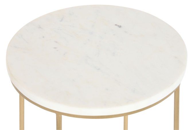 TABLE AUXILIAIRE MARBRE FER 31X31X55 BLANC