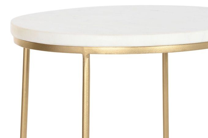 TABLE AUXILIAIRE MARBRE FER 31X31X55 BLANC