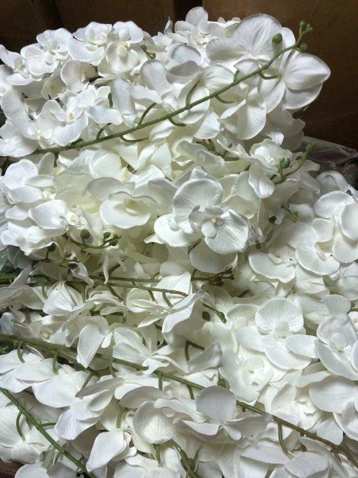 Orchidées artificielles blanches ou jaunes.