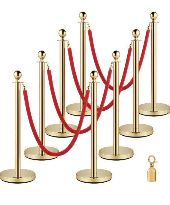 Poteau de guidage, de séparation or avec cordon rouge.