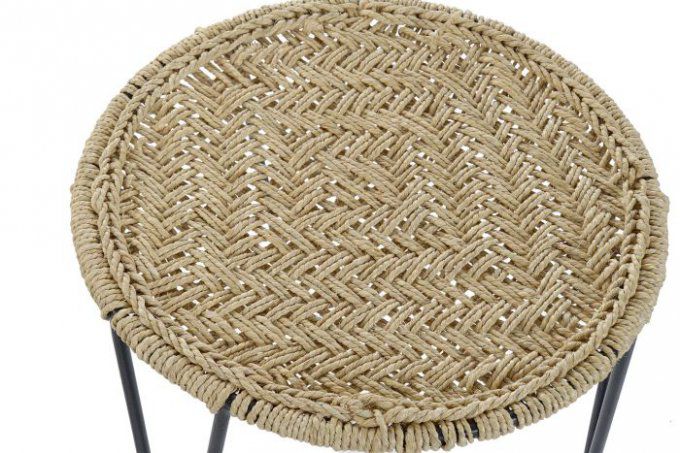 Set de 3 table auxiliaire en métal et corde