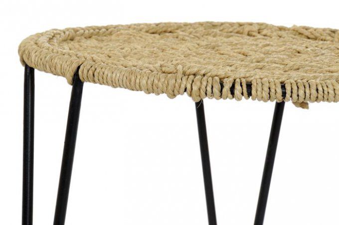 Set de 3 table auxiliaire en métal et corde