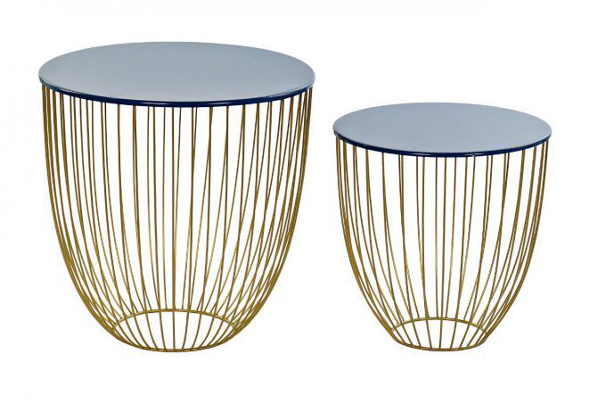 Table auxiliaire set 2 métal laqué bleu