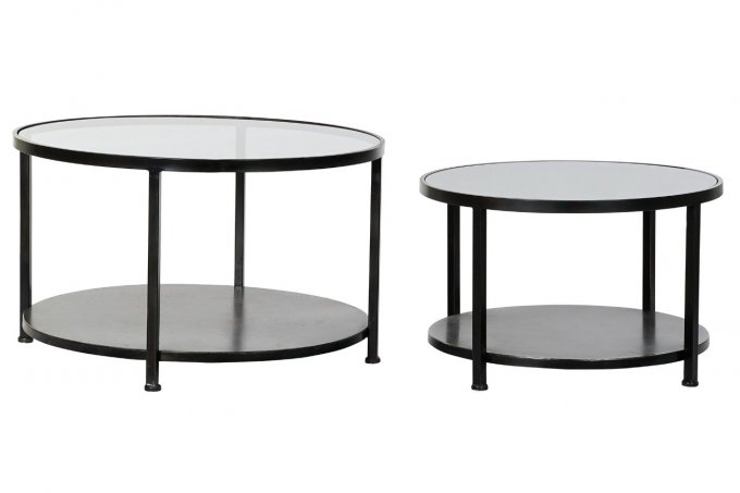 Table auxiliaire set x2 en métal et verre