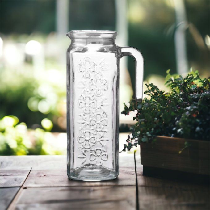 Pichet en verre avec couvercle 1,2 LTR