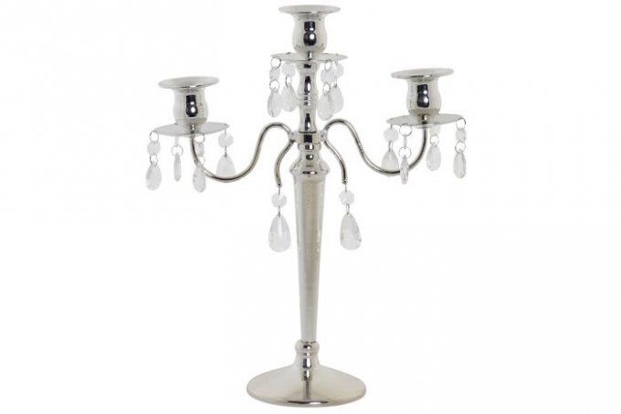 Chandelier en métal acrylique argenté H37cm