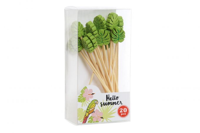  Set 20 bois " Amuse gueule" Motifs feuilles vert